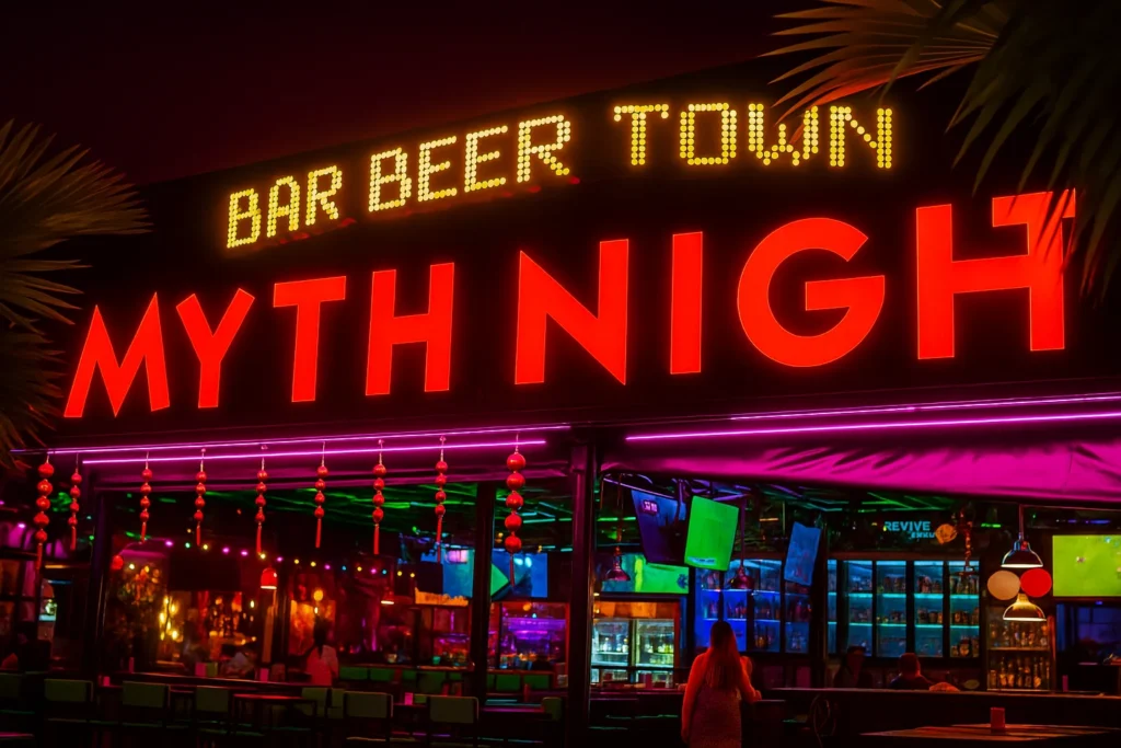 Myth Night Pattaya modern nightlife zone with young crowd, loud music and high energy atmosphere in 2025