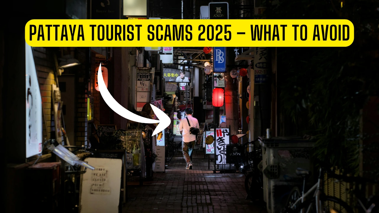 Tuk-tuk and motorbike taxis lined up on Walking Street Pattaya at night common scene for tourists in 2025