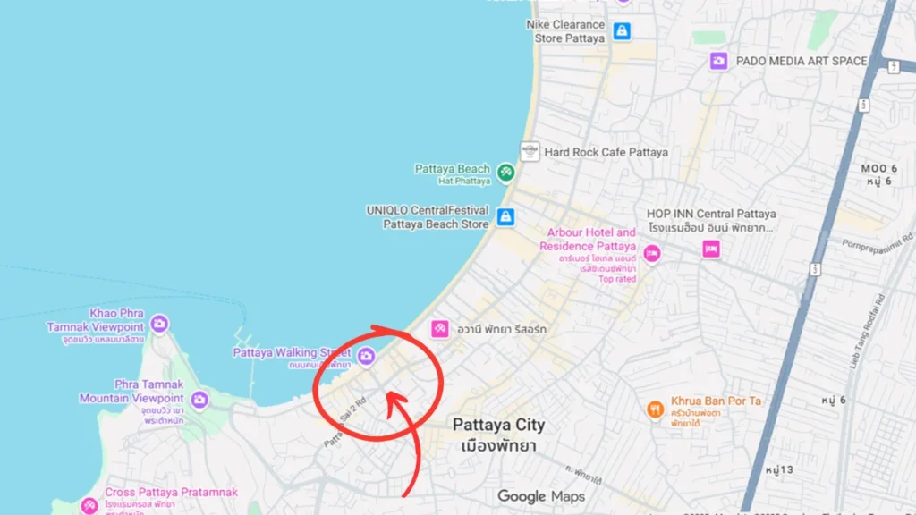 LOCATION IN MAP THAT SHOW WALKING STREET PATTAYA IN 2025 2026 NIGHTLIFE PATTAYA