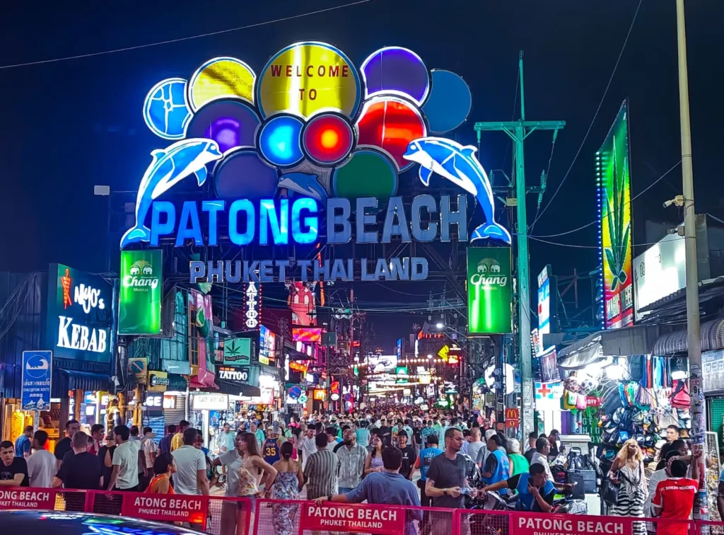 Patong Phuket beach and nightlife scene used in comparison between Phuket and Pattaya