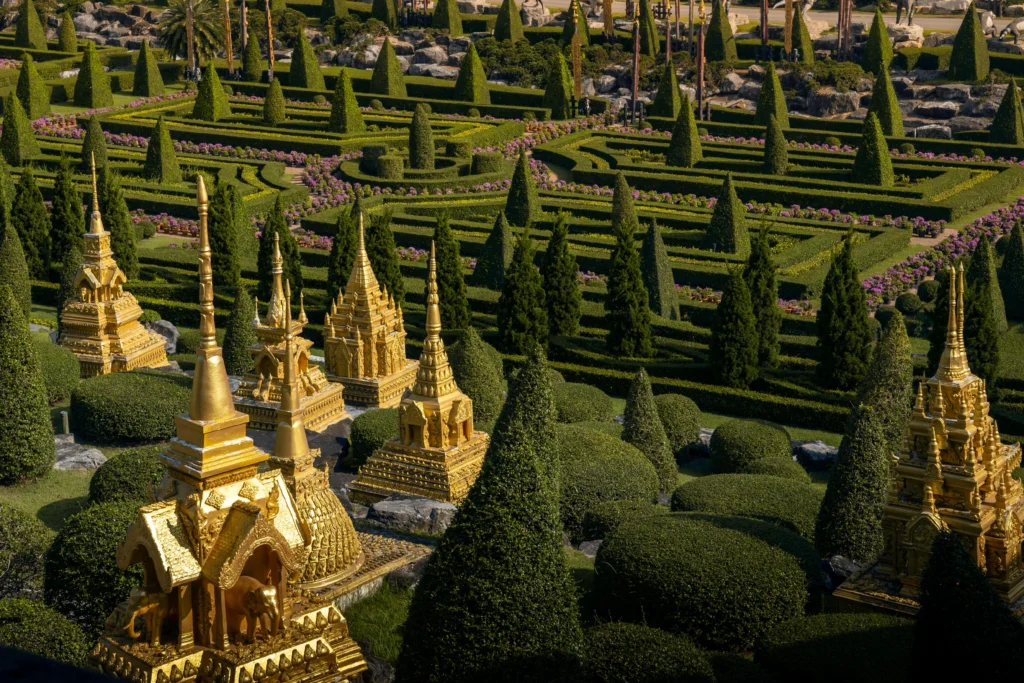 Nong Nooch Tropical Garden Pattaya with colorful flowers and landscaped gardens