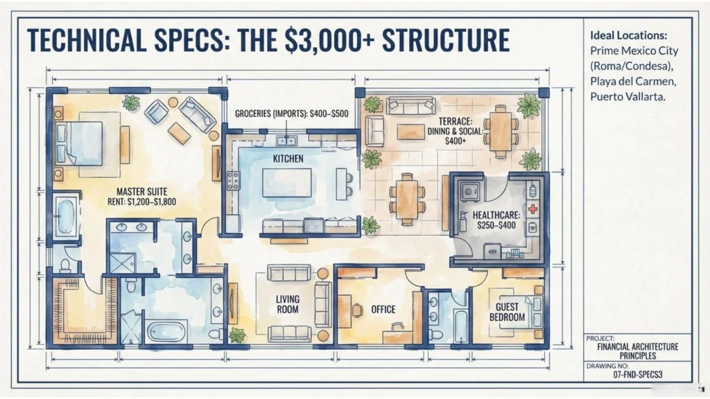 Mexico monthly expenses 3000 plus housing dining insurance