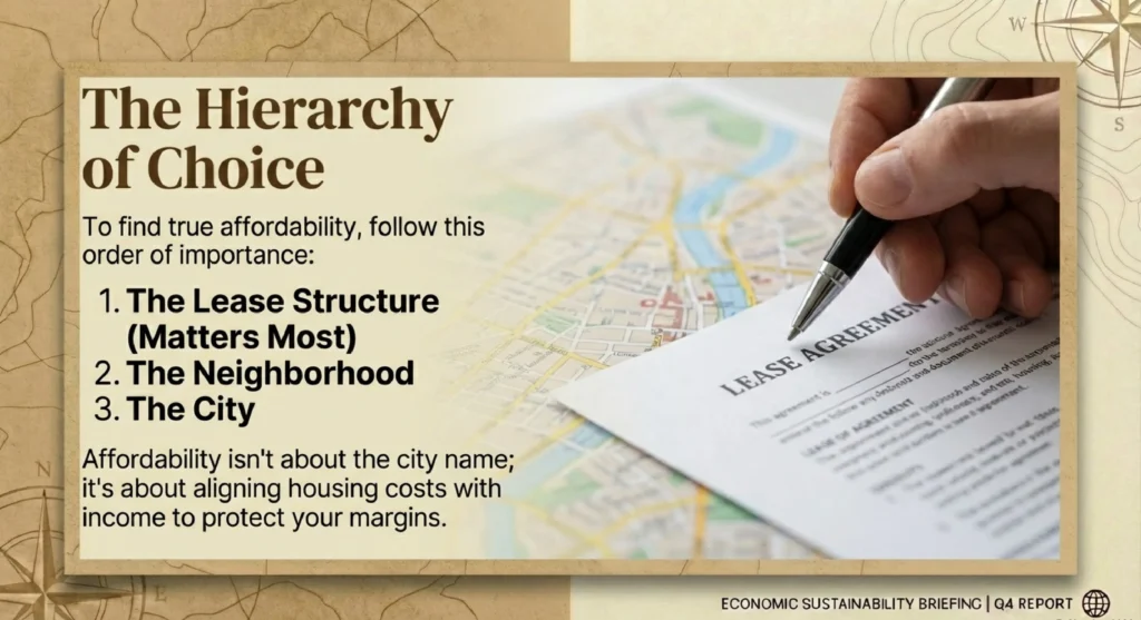 Lease agreement on a city map — hierarchy of decisions when planning rent in Mexico long term