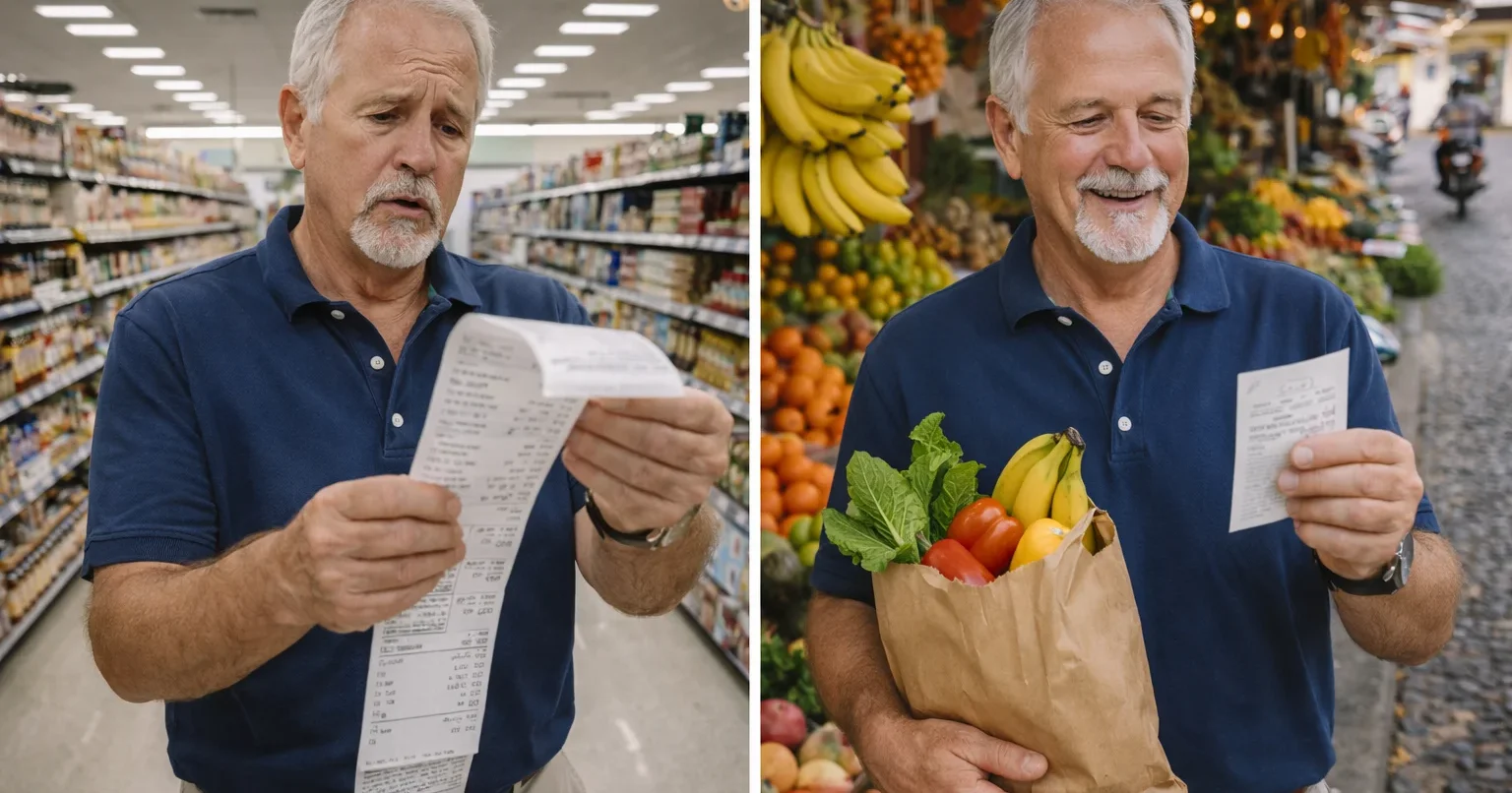 Mexico vs USA cost of living comparison 2026 showing grocery price difference and real cost to live in Mexico per month vs United States