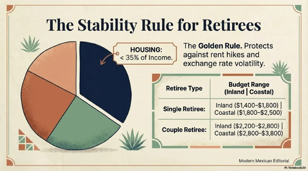 Retirement budget in Mexico for Americans inland vs coastal monthly cost comparison