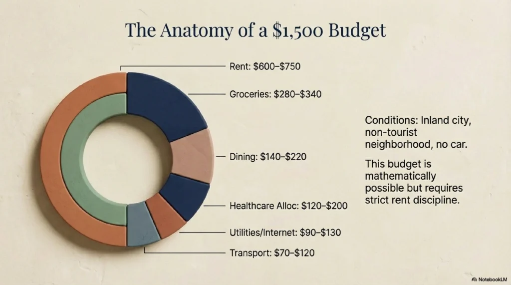 $1500 monthly budget breakdown for Americans moving to Mexico inland city example