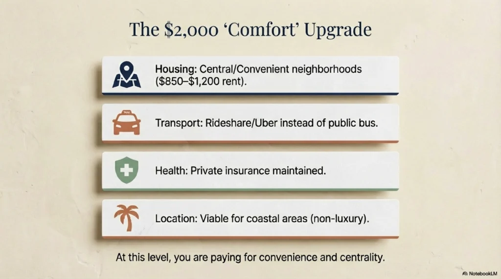 $2000 comfortable expat lifestyle in Mexico cost breakdown housing insurance transport