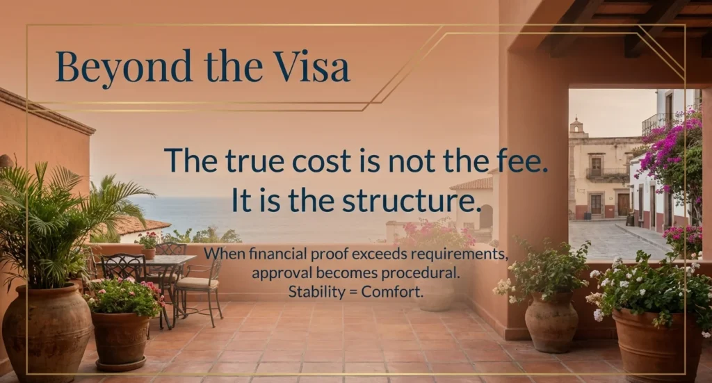 Terracotta terrace overlooking a Mexican town — long-term financial stability beyond the visa, including rent in Mexico