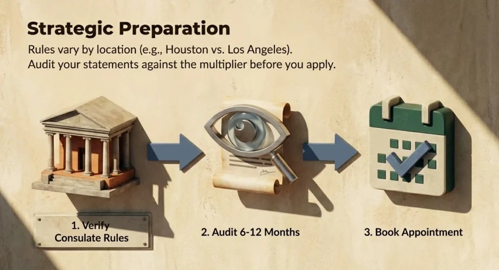 Strategic preparation steps for Mexico temporary resident visa - verify audit and book appointment