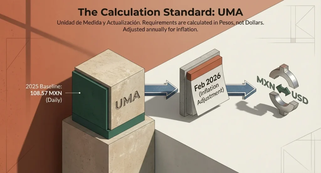 UMA calculation standard for Mexico temporary resident visa income requirement 2026