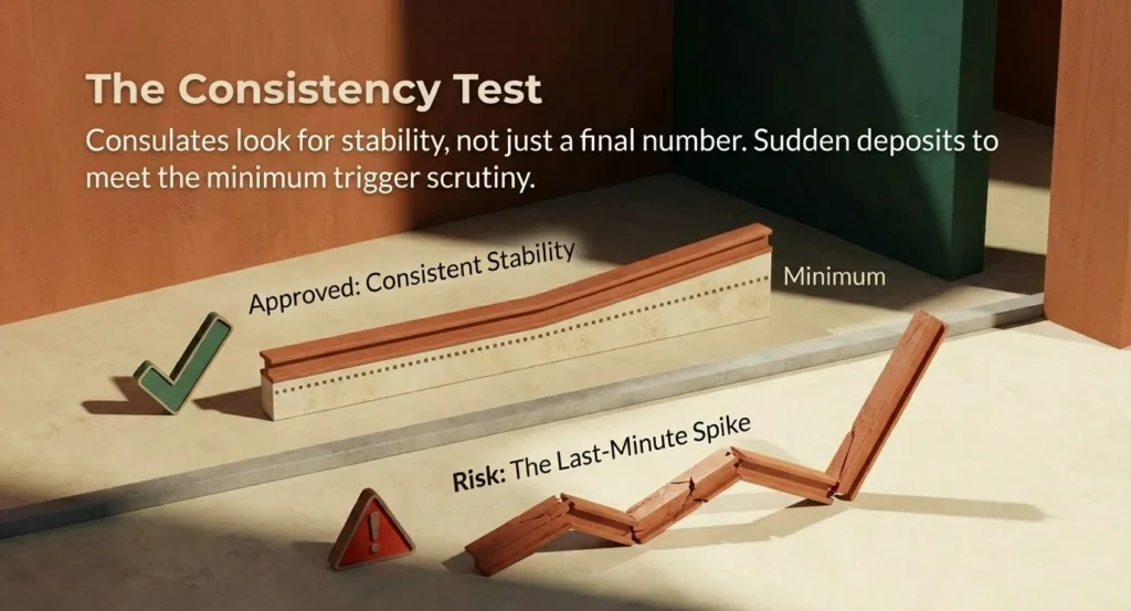Financial consistency test for Mexico visa - avoid last minute deposits before consulate appointment