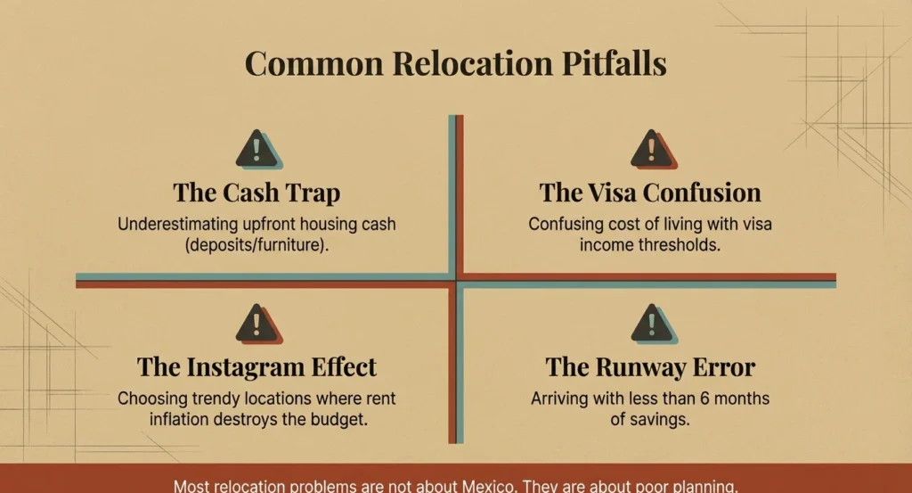 Common mistakes when moving to Mexico - cash trap visa confusion instagram effect runway error